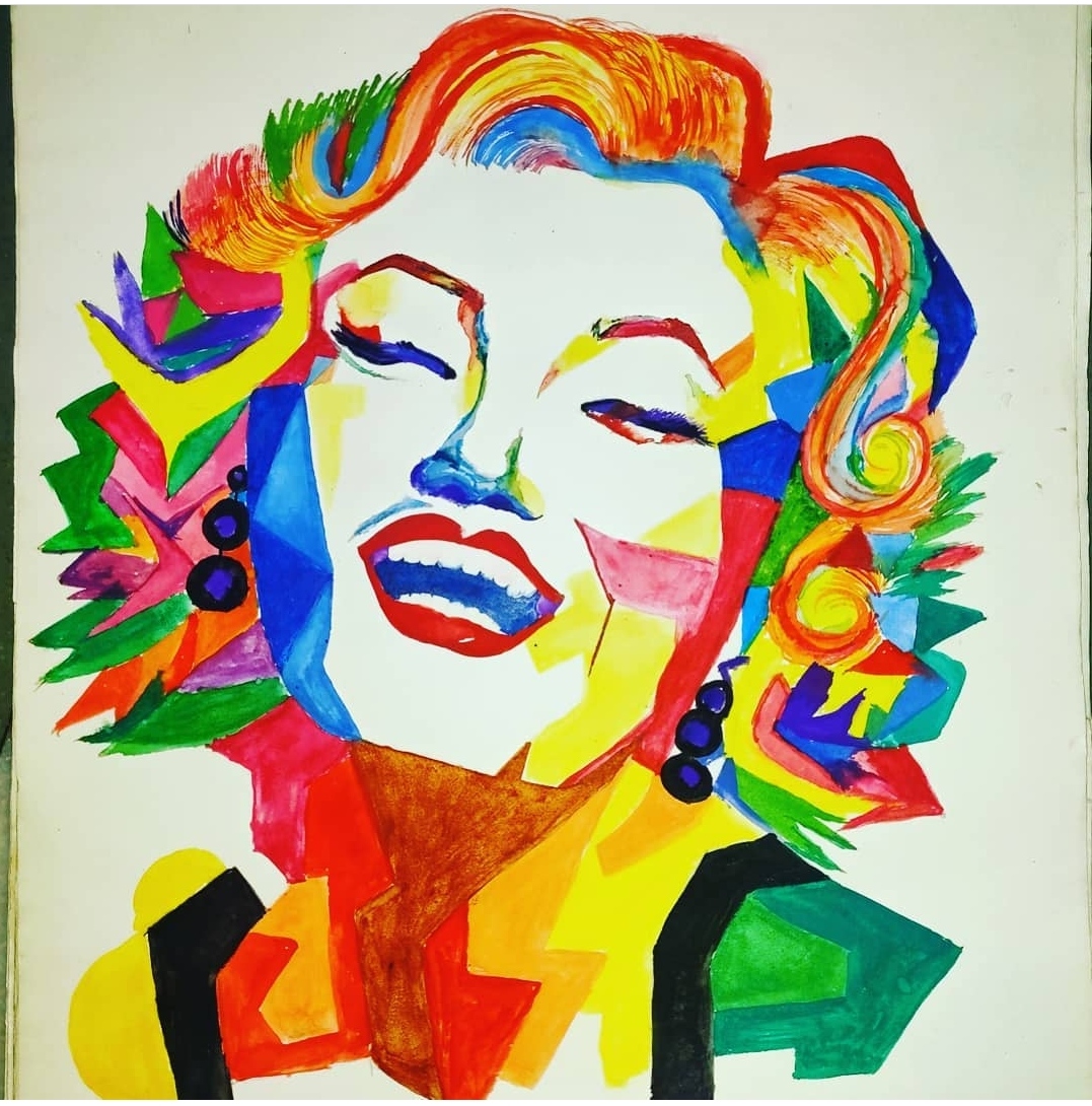 Painting by Ms. Pratiksha Shelar of famous singer Marilyn Monroe. (Faculty, MGMIUDPO)